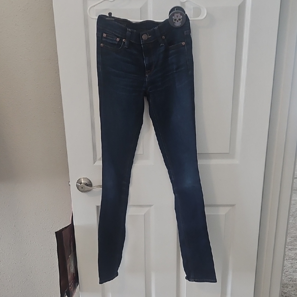 J. Crew Women's Straight Leg Jeans - Dark Blue. About 30 Inch Inseam